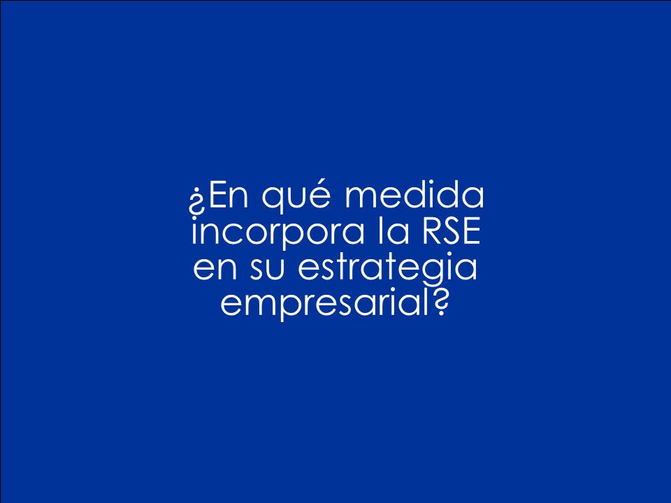 ¿En qué medida incorpora la RSE en su estrategia empresarial
