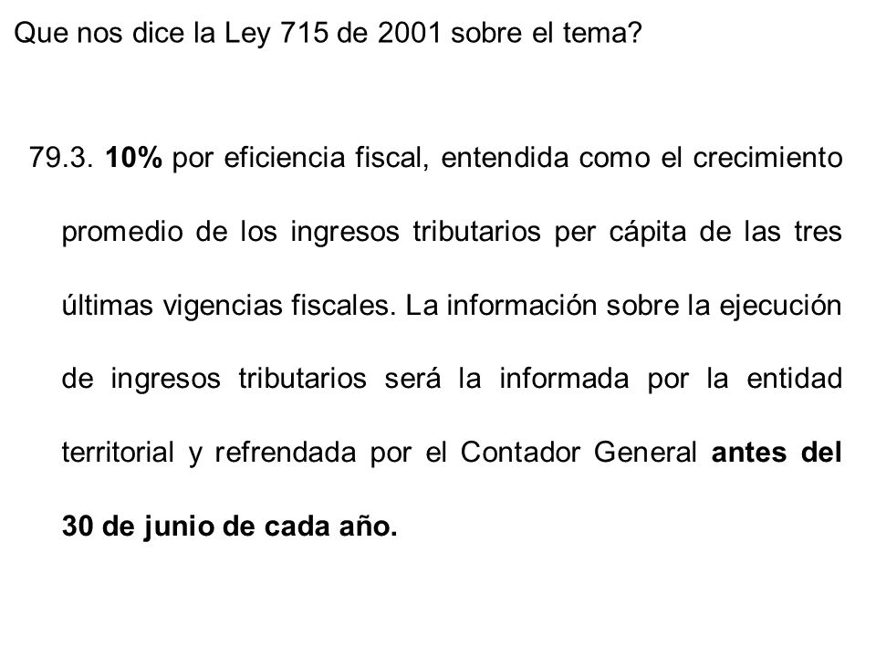 Que nos dice la Ley 715 de 2001 sobre el tema