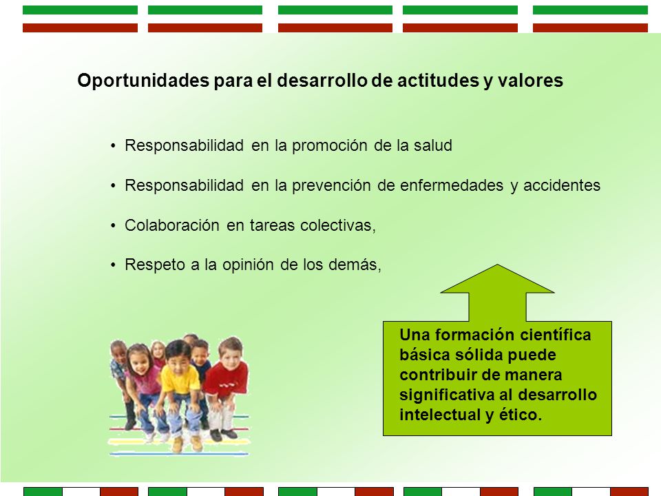 Oportunidades para el desarrollo de actitudes y valores
