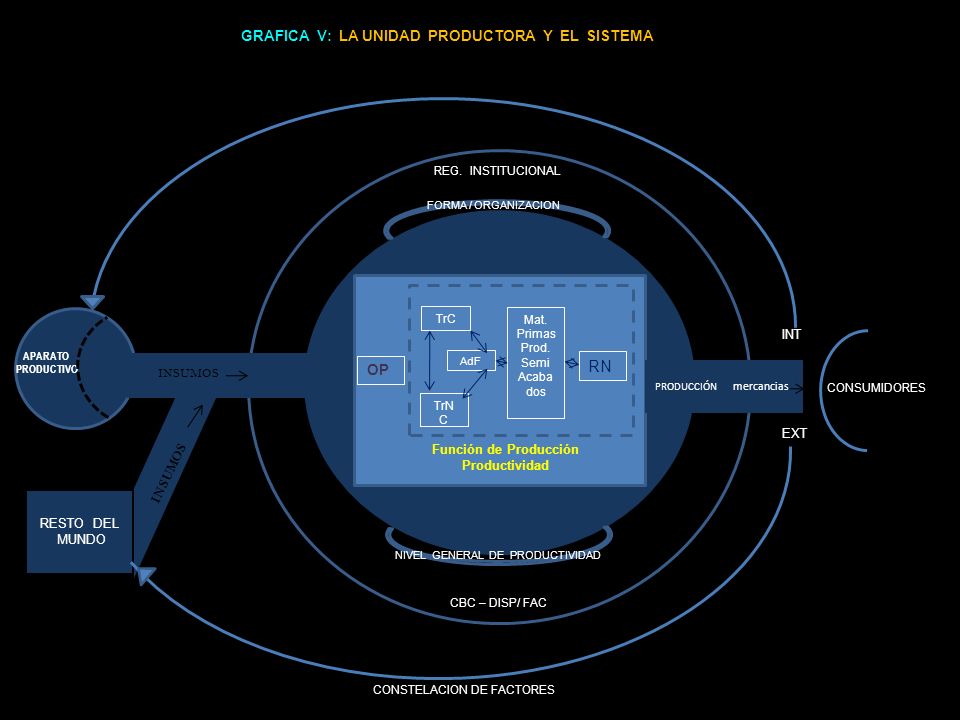 RN GRAFICA V: LA UNIDAD PRODUCTORA Y EL SISTEMA OP INT INSUMOS EXT