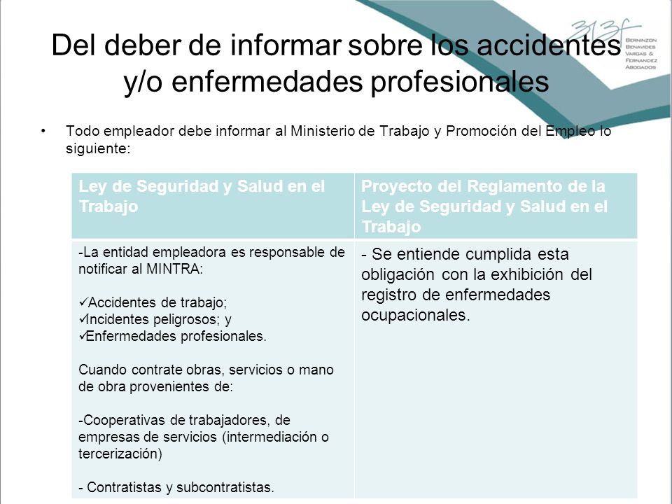 Del deber de informar sobre los accidentes y/o enfermedades profesionales