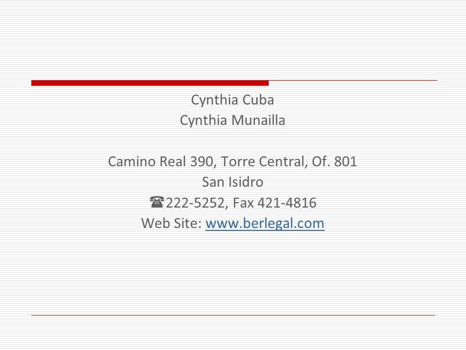 Camino Real 390, Torre Central, Of. 801 San Isidro