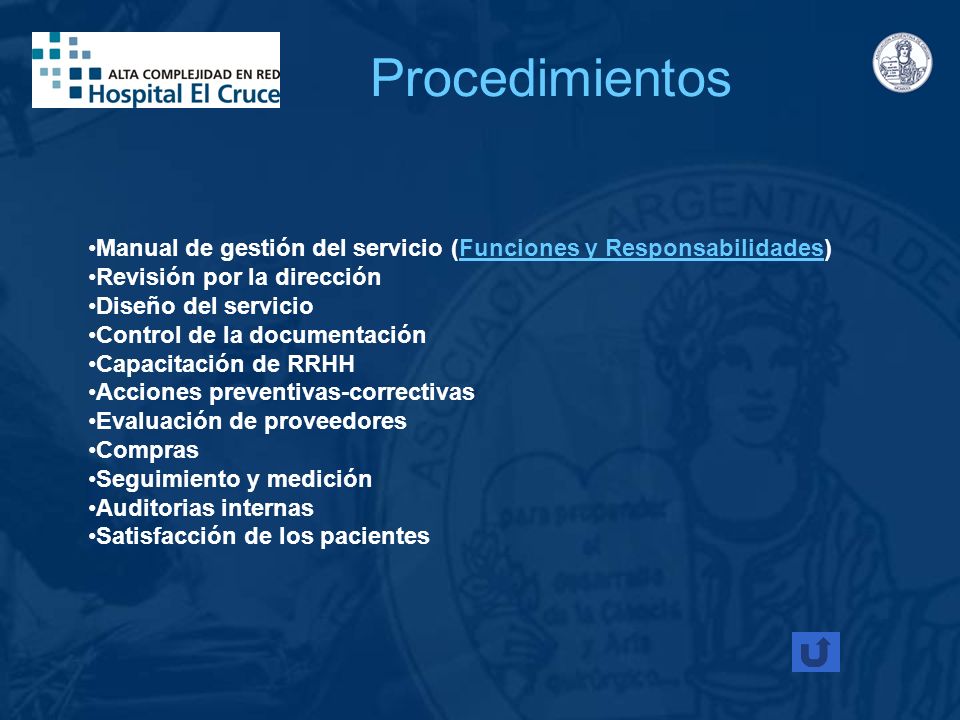 Procedimientos Manual de gestión del servicio (Funciones y Responsabilidades) Revisión por la dirección.