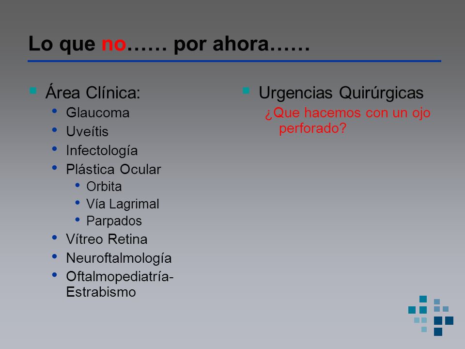 Lo que no…… por ahora…… Área Clínica: Urgencias Quirúrgicas Glaucoma