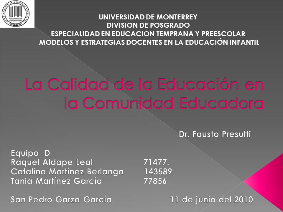 La Calidad de la Educación en la Comunidad Educadora