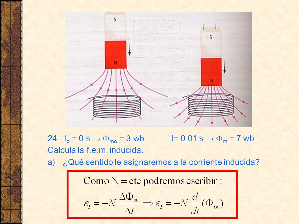 24.- to = 0 s → Fmo = 3 wb t= 0.01 s → Fm = 7 wb