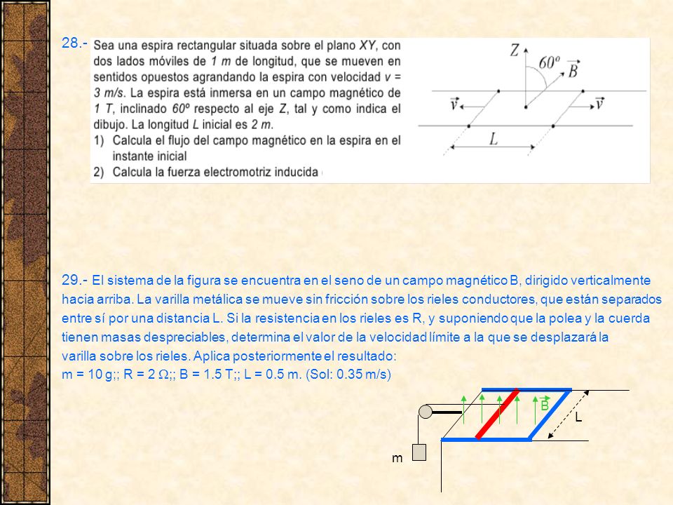 El sistema de la figura se encuentra en el seno de un campo magnético B, dirigido verticalmente.