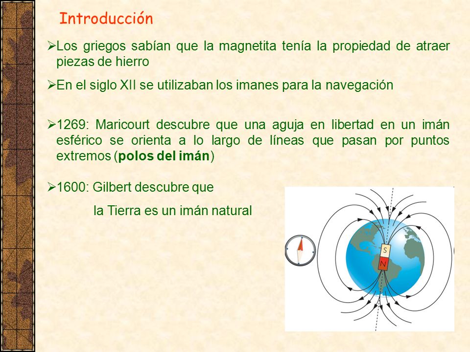 Introducción Los griegos sabían que la magnetita tenía la propiedad de atraer piezas de hierro.