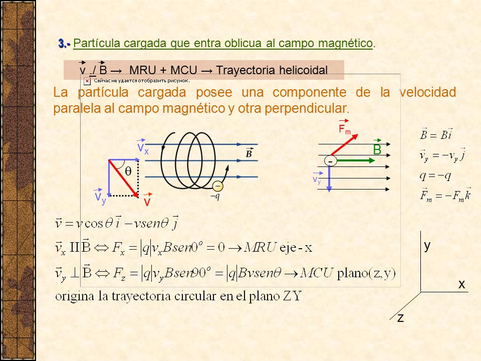 v ./ B → MRU + MCU → Trayectoria helicoidal