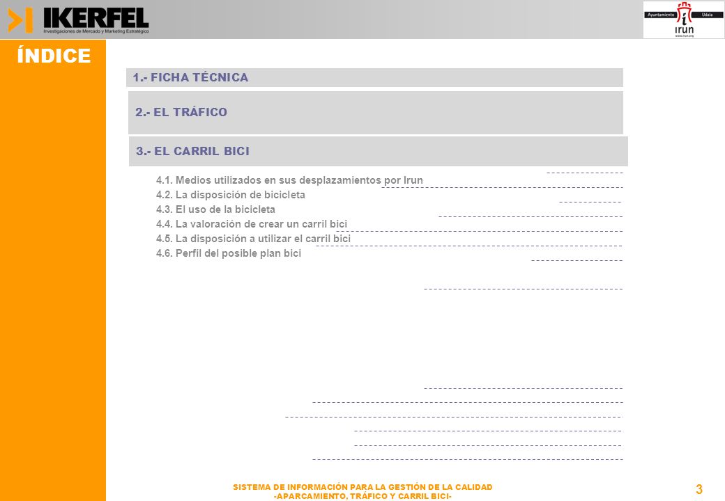 ÍNDICE 1.- FICHA TÉCNICA 2.- EL TRÁFICO 3.- EL CARRIL BICI