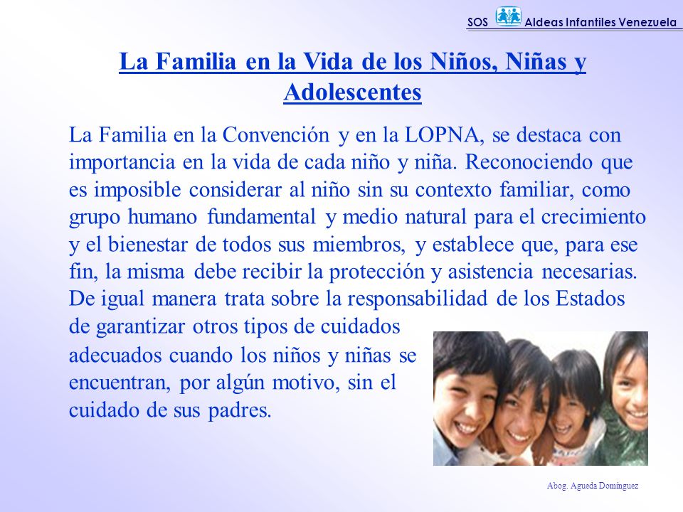 La Familia en la Vida de los Niños, Niñas y Adolescentes