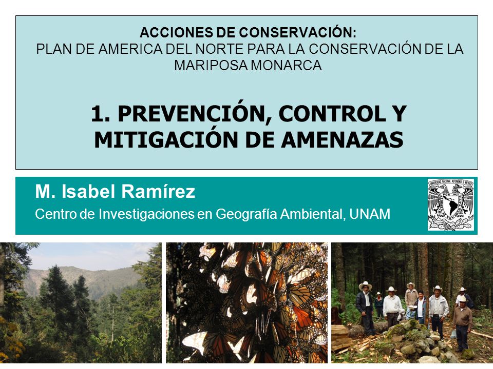 ACCIONES DE CONSERVACIÓN: PLAN DE AMERICA DEL NORTE PARA LA CONSERVACIÓN DE LA MARIPOSA MONARCA 1. PREVENCIÓN, CONTROL Y MITIGACIÓN DE AMENAZAS