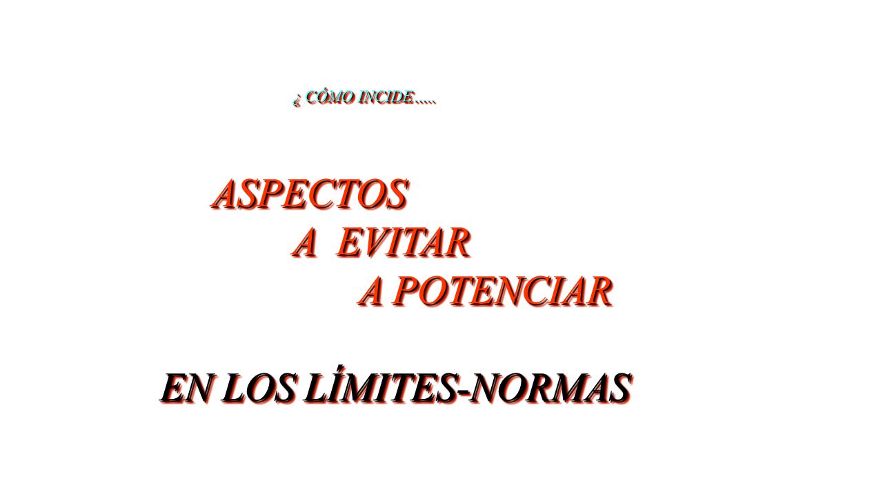 ¿ CÓMO INCIDE….. ASPECTOS A EVITAR A POTENCIAR EN LOS LÍMITES-NORMAS