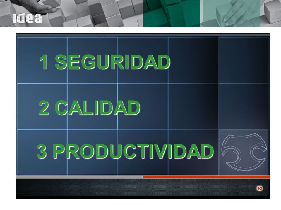 1 SEGURIDAD 2 CALIDAD 3 PRODUCTIVIDAD Titulo para pantalla