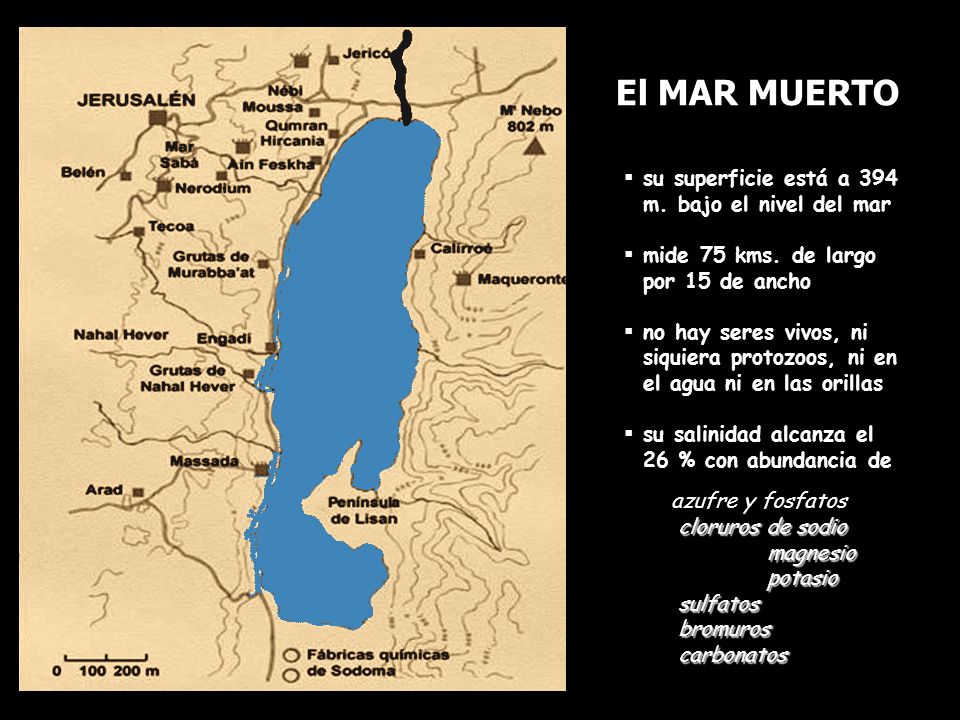 El MAR MUERTO su superficie está a 394 m. bajo el nivel del mar