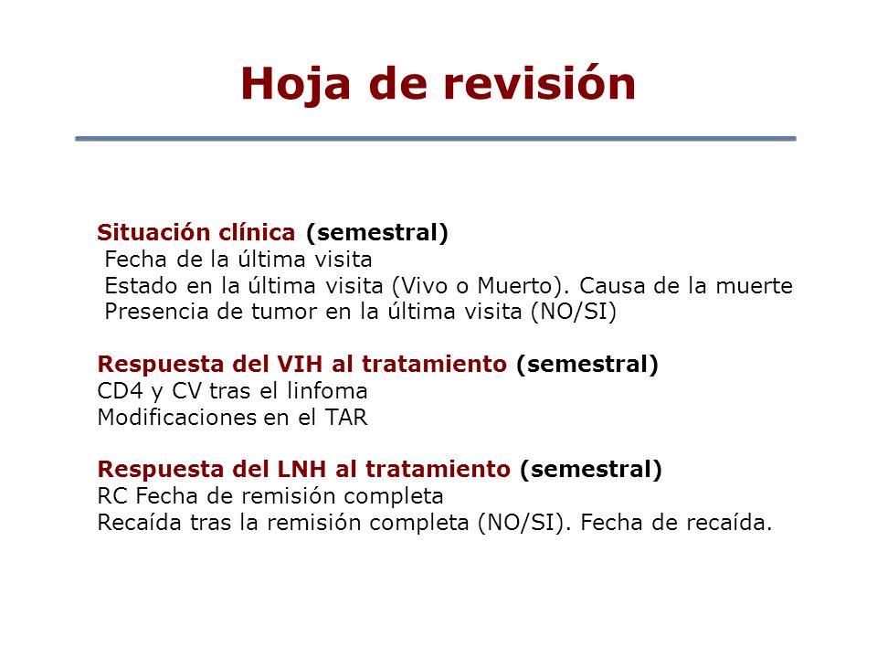 Hoja de revisión Situación clínica (semestral)
