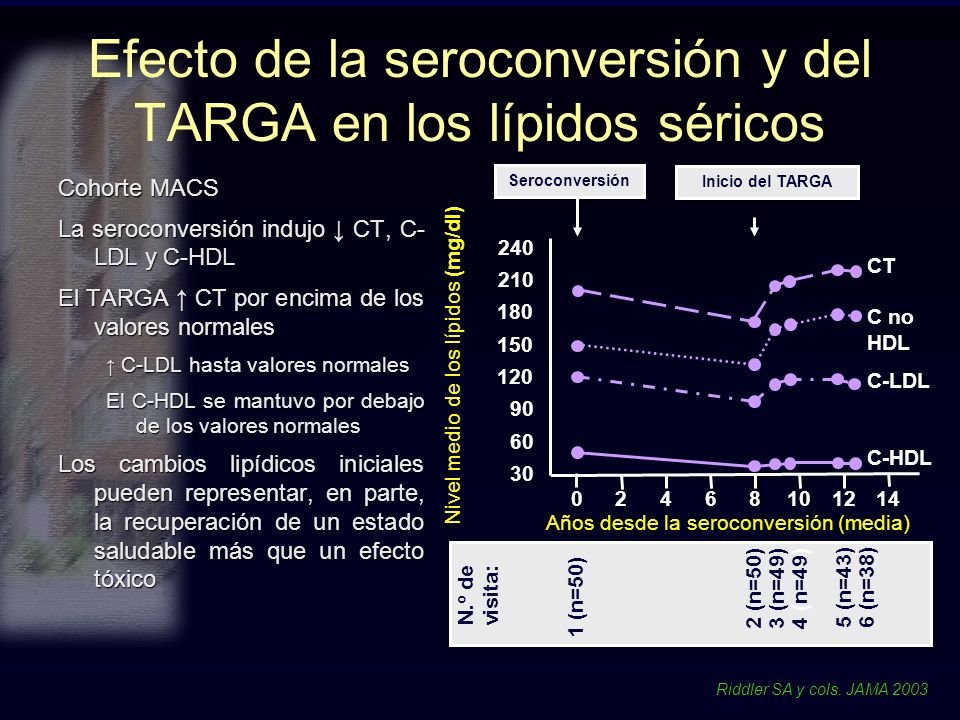 Efecto de la seroconversión y del TARGA en los lípidos séricos