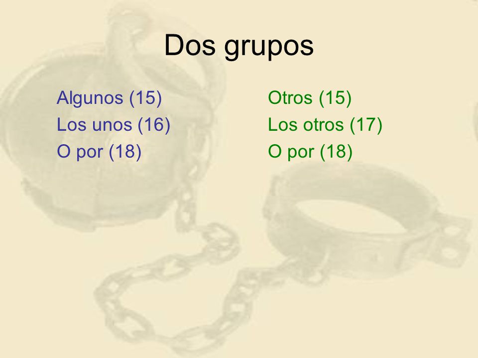 Dos grupos Algunos (15) Los unos (16) O por (18) Otros (15)