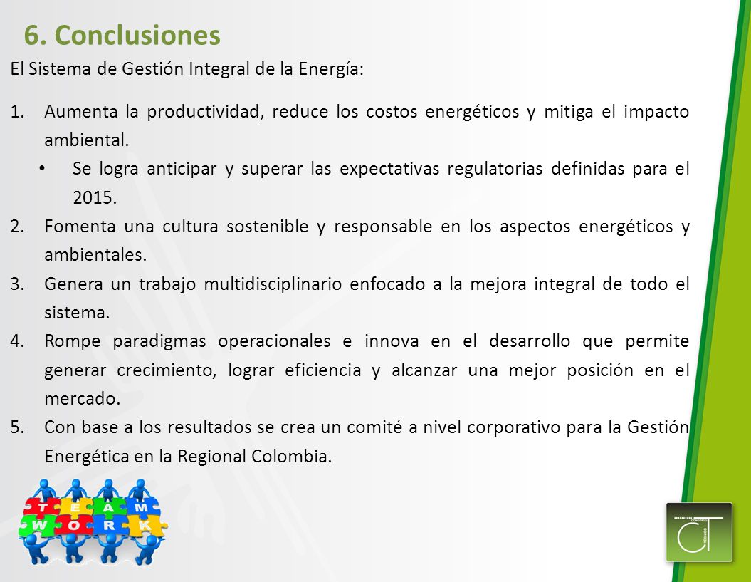 6. Conclusiones El Sistema de Gestión Integral de la Energía:
