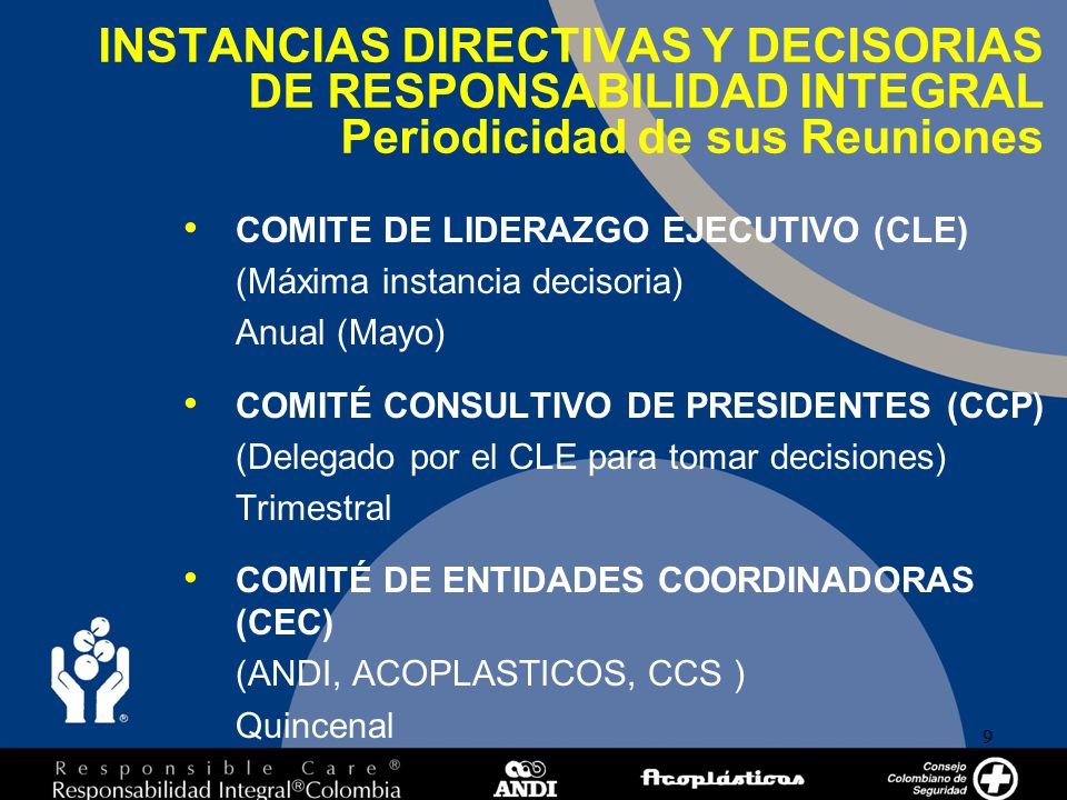 INSTANCIAS DIRECTIVAS Y DECISORIAS DE RESPONSABILIDAD INTEGRAL Periodicidad de sus Reuniones