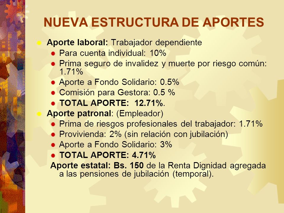 NUEVA ESTRUCTURA DE APORTES