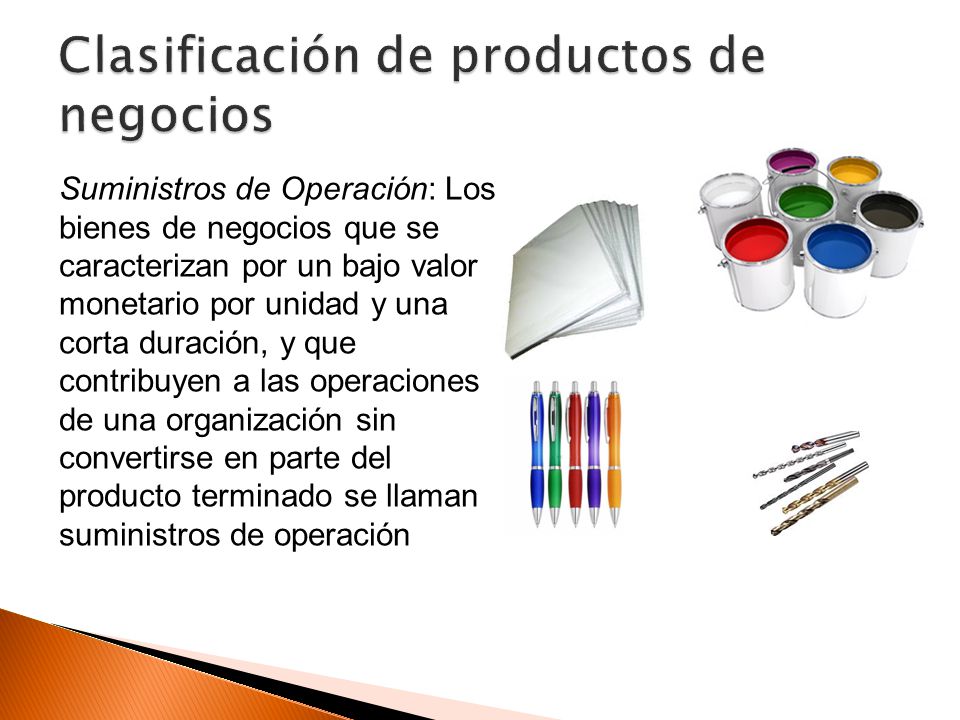Clasificación de productos de negocios