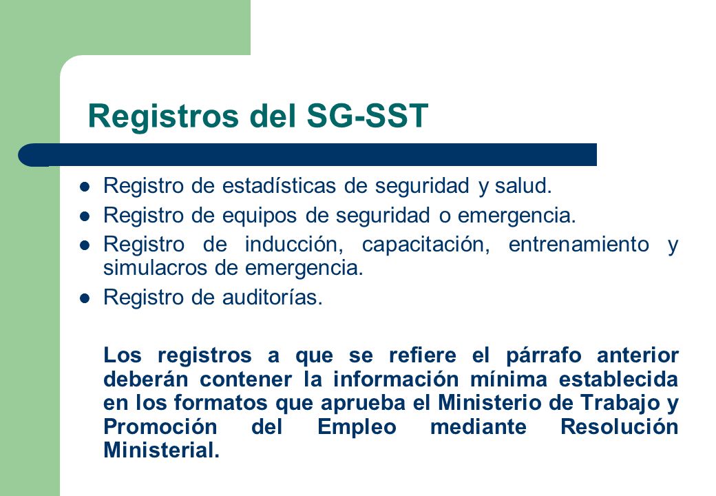 Registros del SG-SST Registro de estadísticas de seguridad y salud.