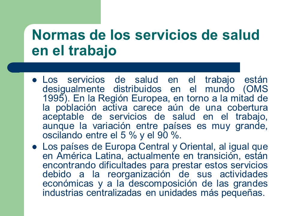 Normas de los servicios de salud en el trabajo
