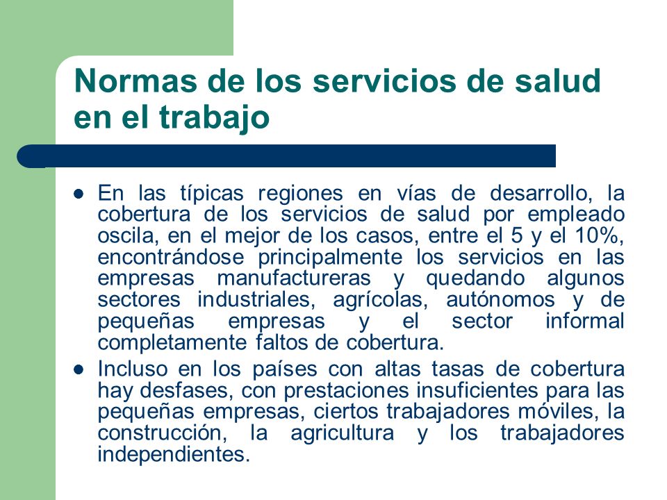 Normas de los servicios de salud en el trabajo