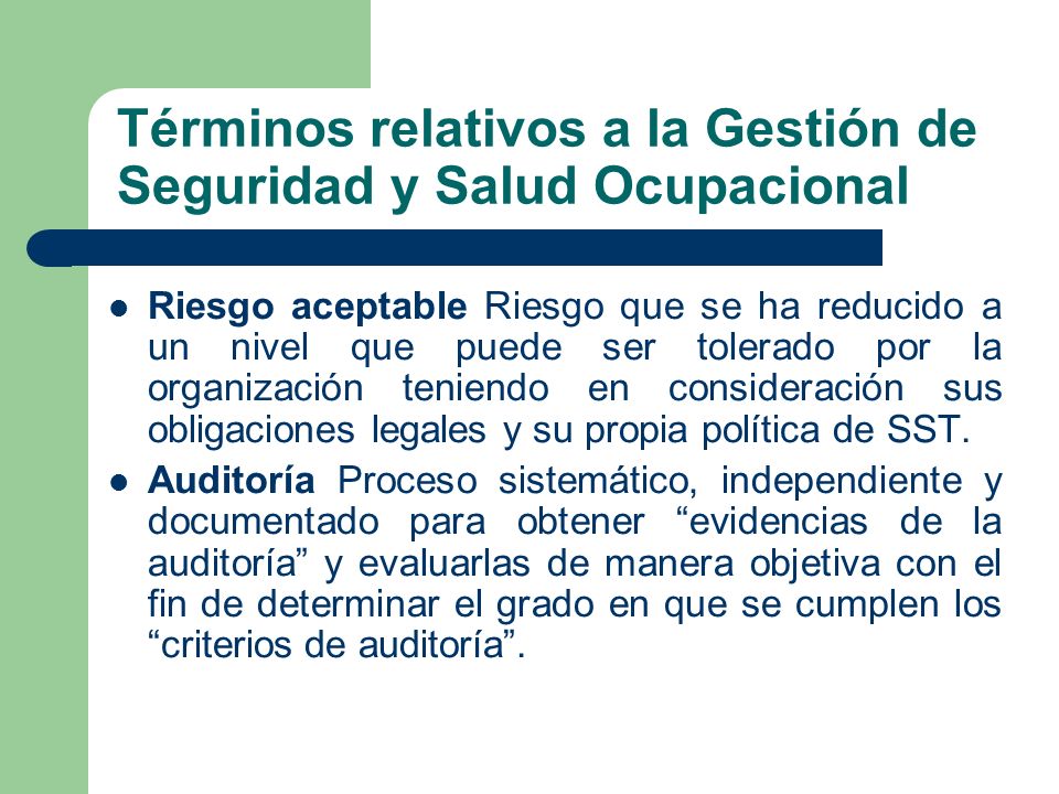 Términos relativos a la Gestión de Seguridad y Salud Ocupacional