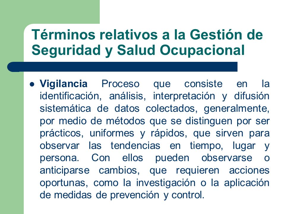 Términos relativos a la Gestión de Seguridad y Salud Ocupacional
