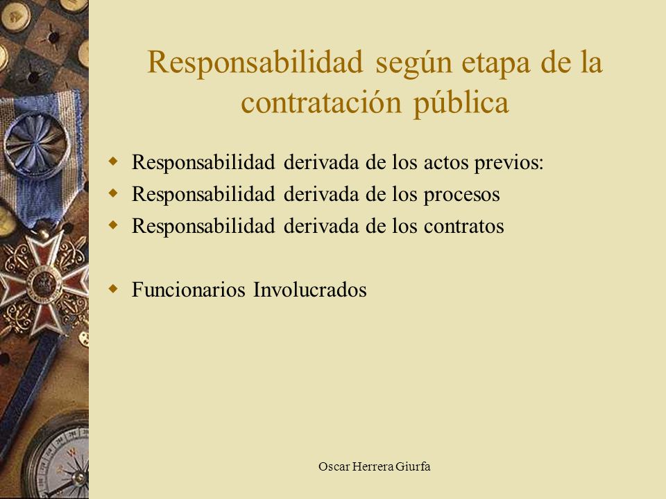 Responsabilidad según etapa de la contratación pública