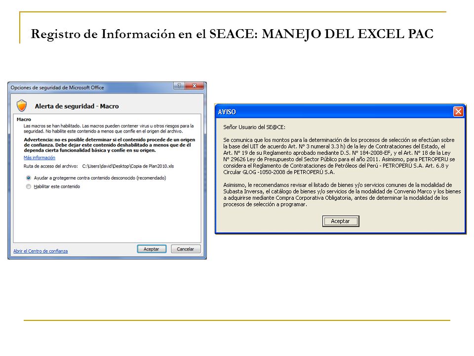 Registro de Información en el SEACE: MANEJO DEL EXCEL PAC