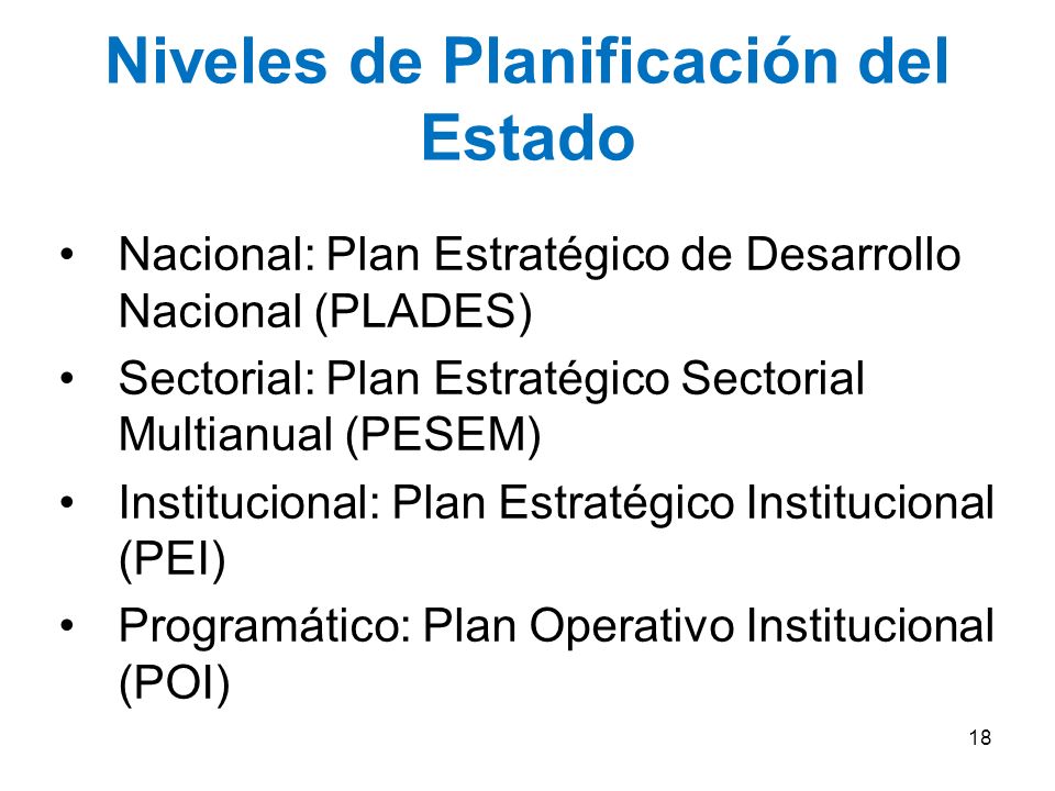 Niveles de Planificación del Estado
