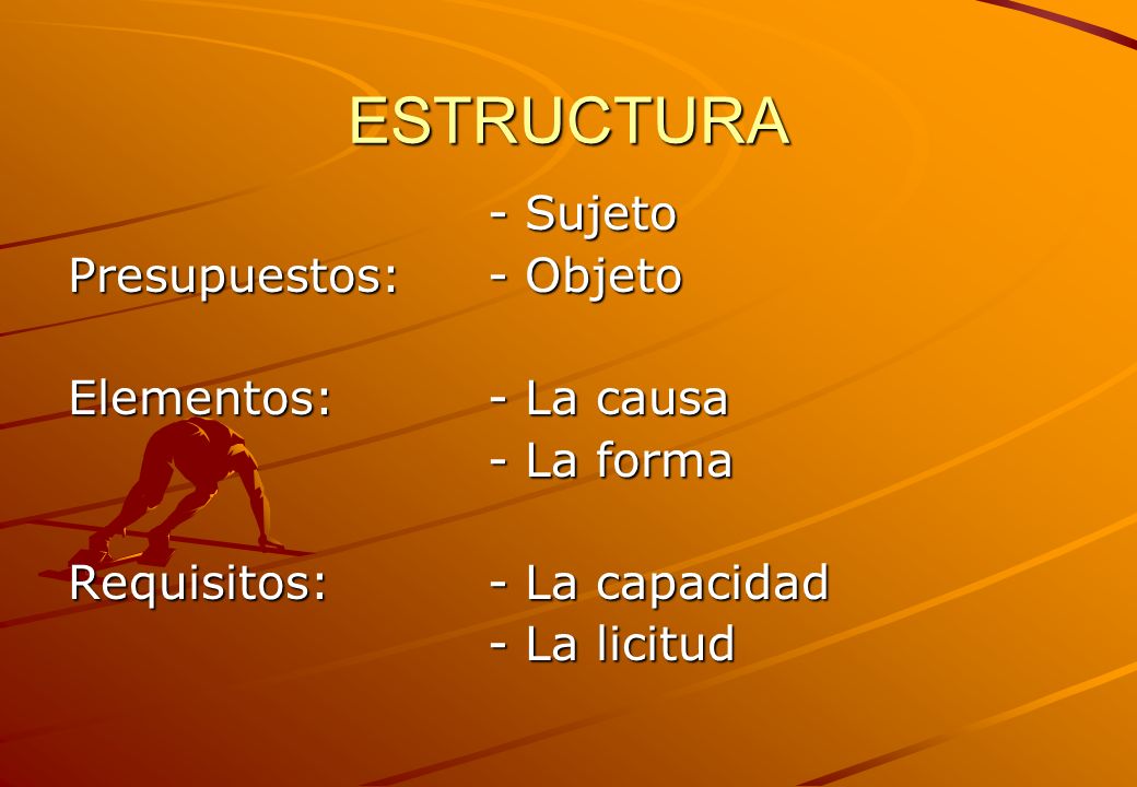ESTRUCTURA - Sujeto Presupuestos: - Objeto Elementos: - La causa