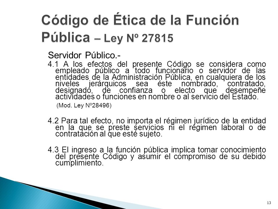 Código de Ética de la Función Pública – Ley Nº 27815