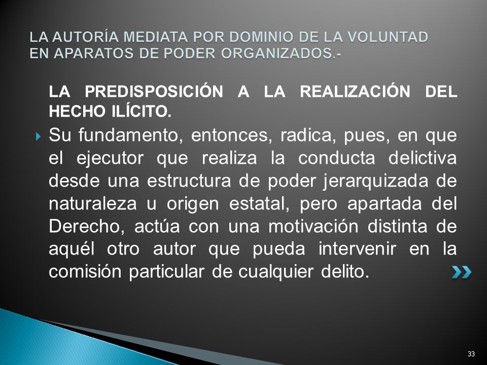 LA AUTORÍA MEDIATA POR DOMINIO DE LA VOLUNTAD EN APARATOS DE PODER ORGANIZADOS.-
