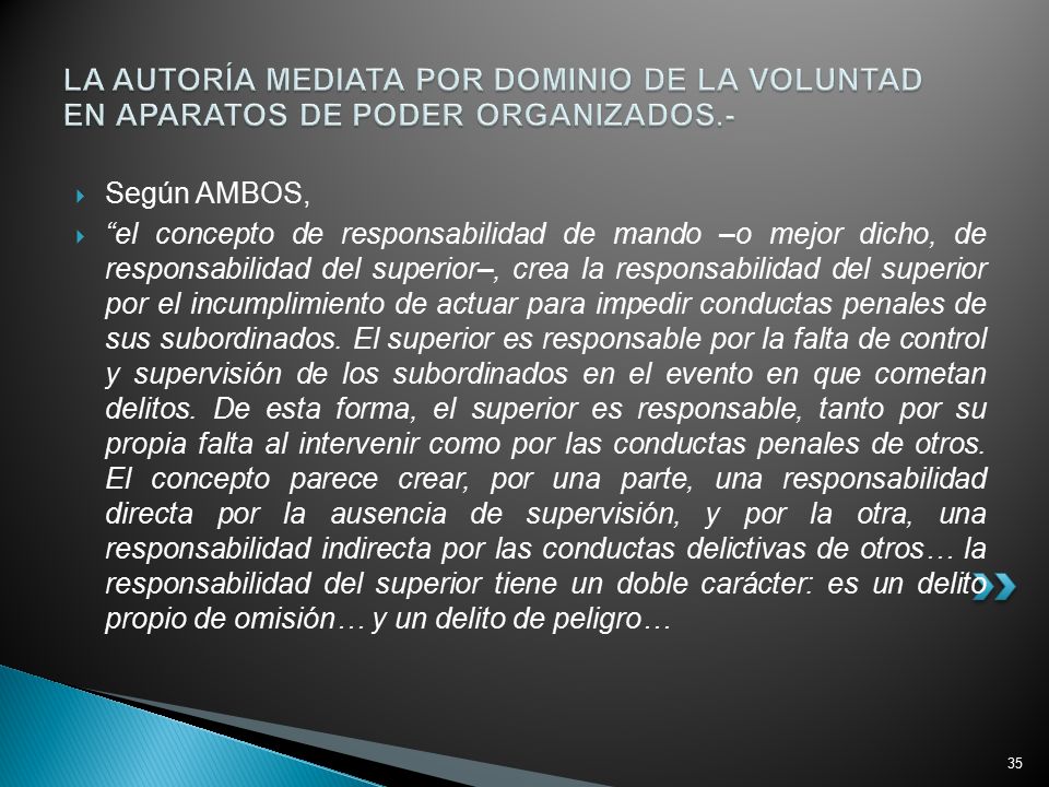 LA AUTORÍA MEDIATA POR DOMINIO DE LA VOLUNTAD EN APARATOS DE PODER ORGANIZADOS.-
