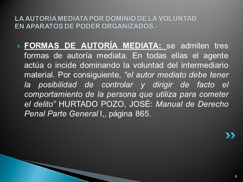 LA AUTORÍA MEDIATA POR DOMINIO DE LA VOLUNTAD EN APARATOS DE PODER ORGANIZADOS.-