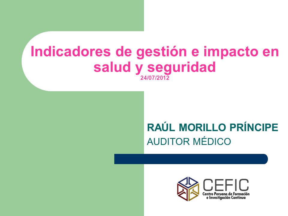 Indicadores de gestión e impacto en salud y seguridad 24/07/2012
