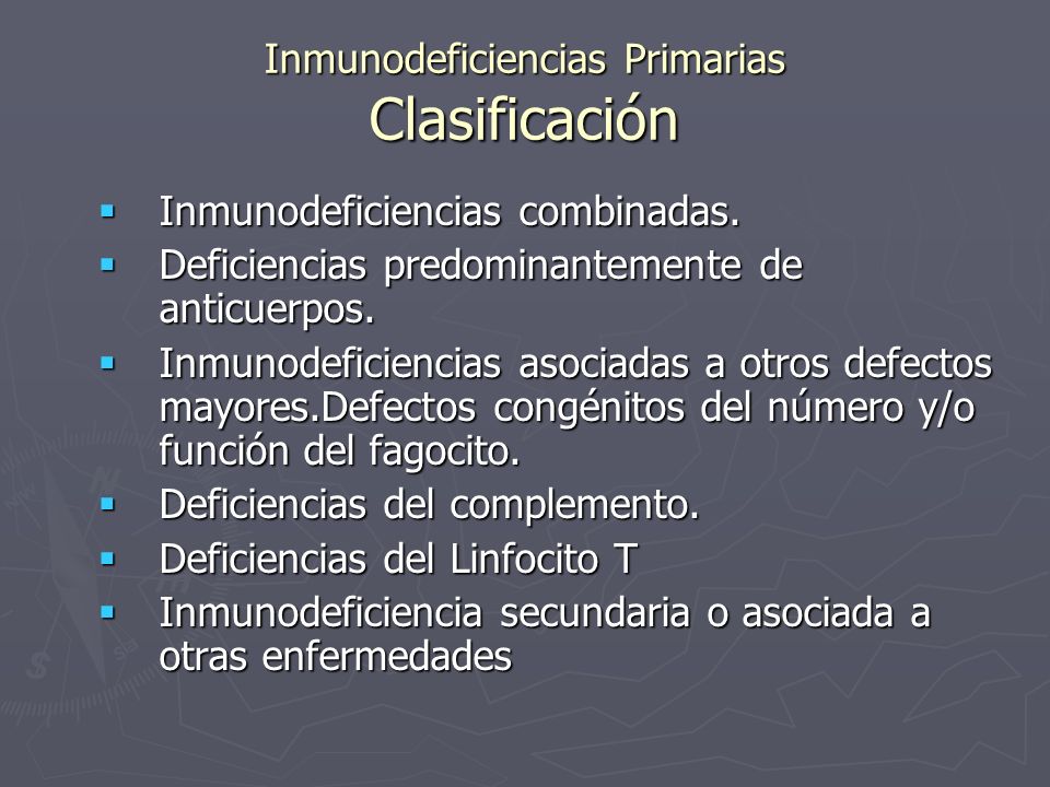 Inmunodeficiencias Primarias Clasificación