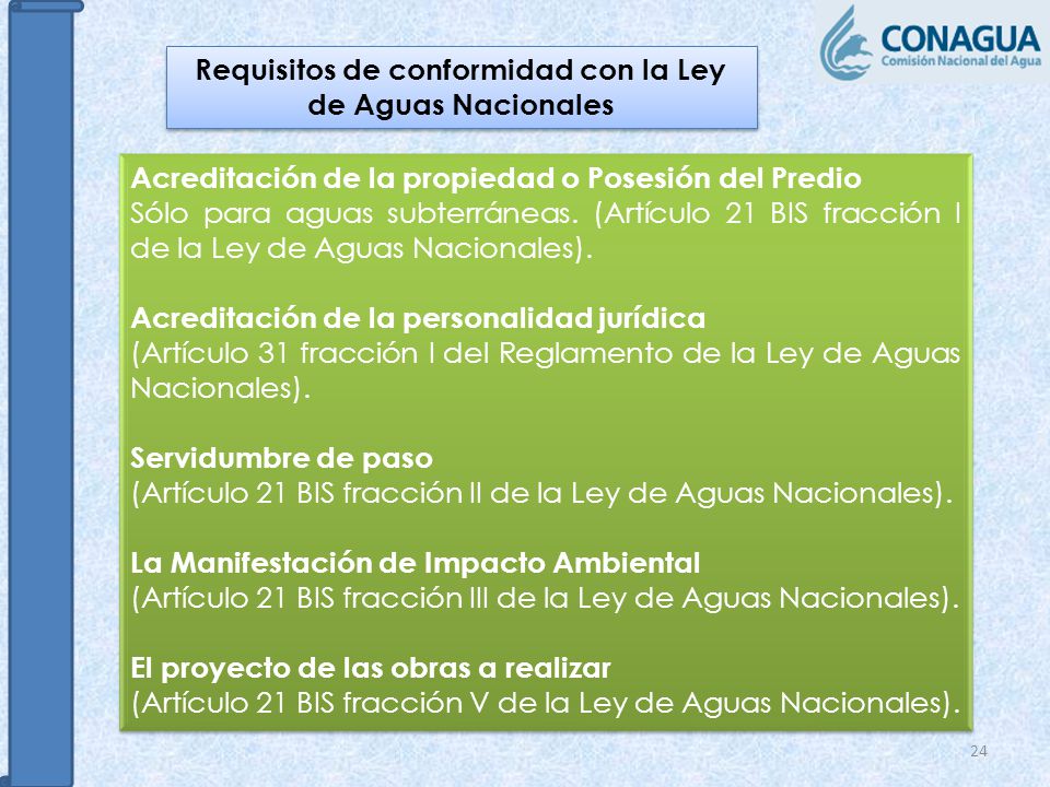 Requisitos de conformidad con la Ley de Aguas Nacionales