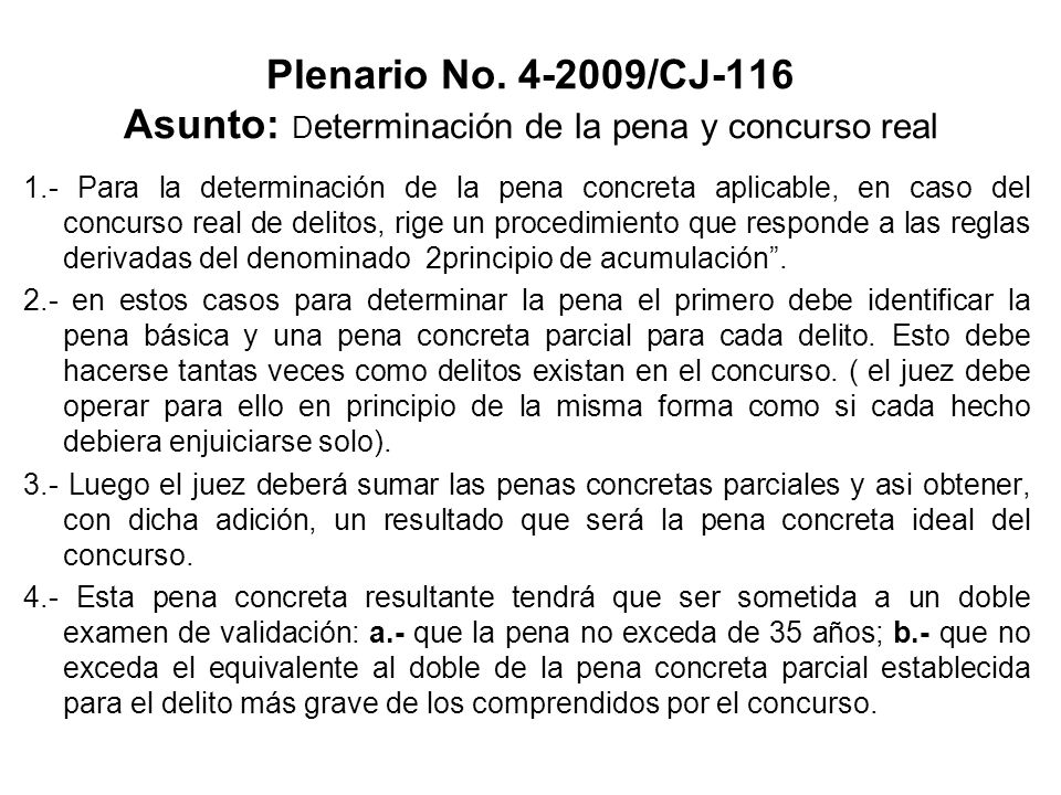 Plenario No /CJ-116 Asunto: Determinación de la pena y concurso real