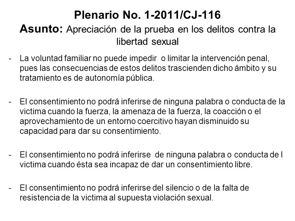 Plenario No /CJ-116 Asunto: Apreciación de la prueba en los delitos contra la libertad sexual