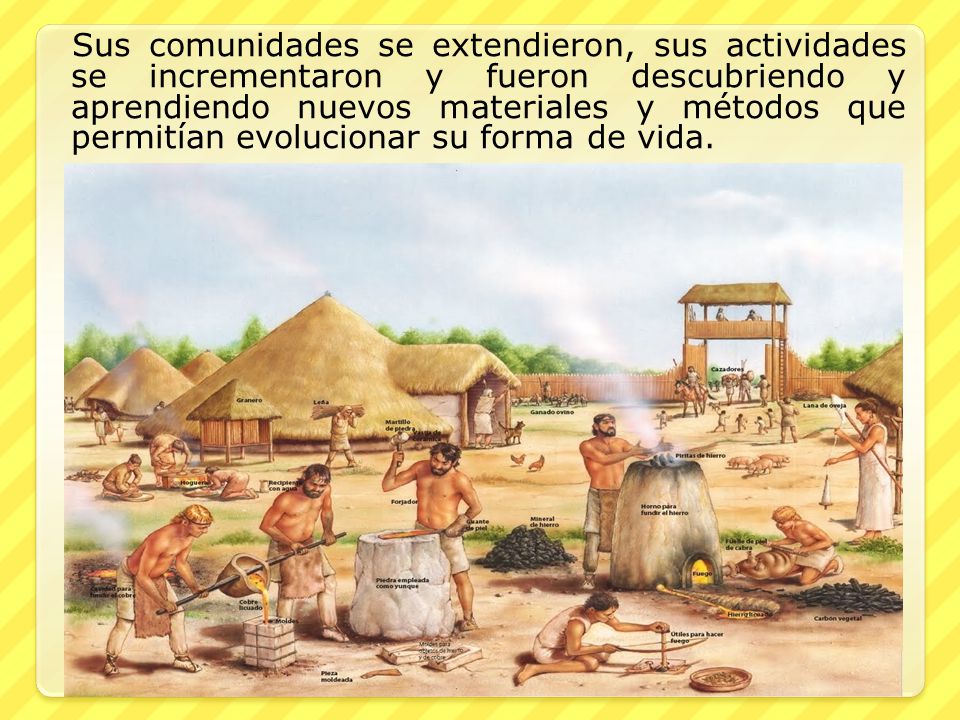 Sus comunidades se extendieron, sus actividades se incrementaron y fueron descubriendo y aprendiendo nuevos materiales y métodos que permitían evolucionar su forma de vida.