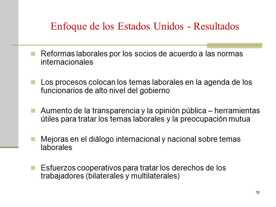 Enfoque de los Estados Unidos - Resultados