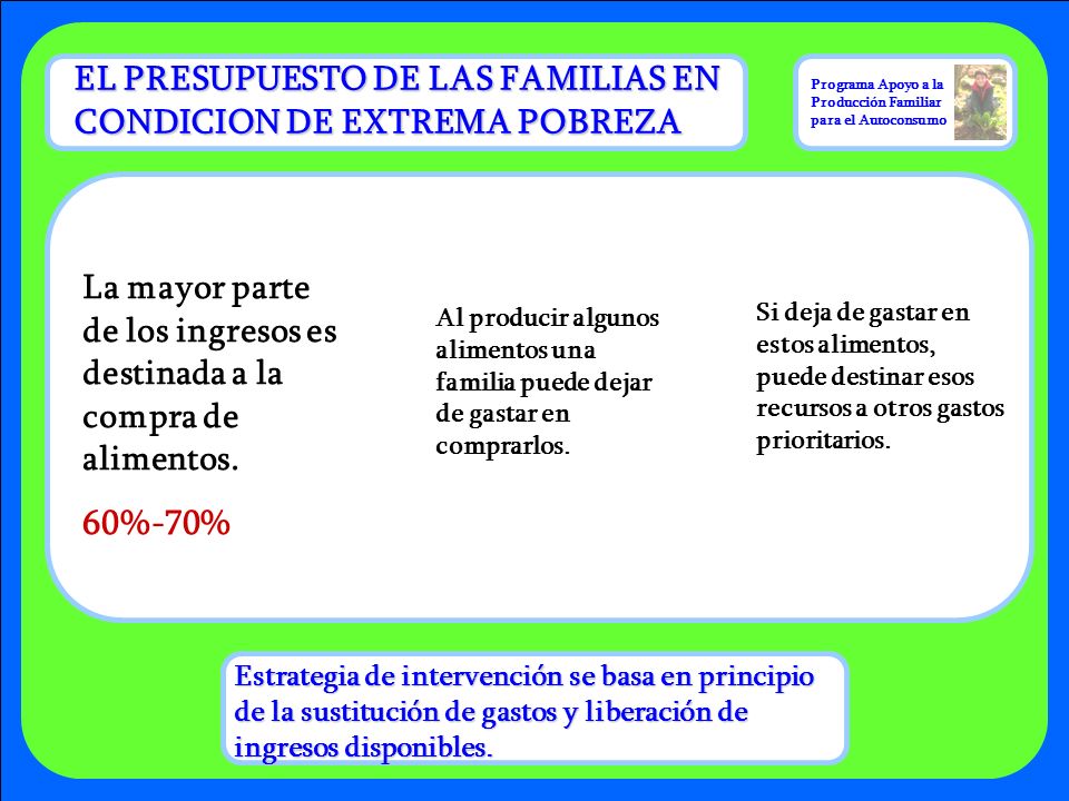 EL PRESUPUESTO DE LAS FAMILIAS EN CONDICION DE EXTREMA POBREZA