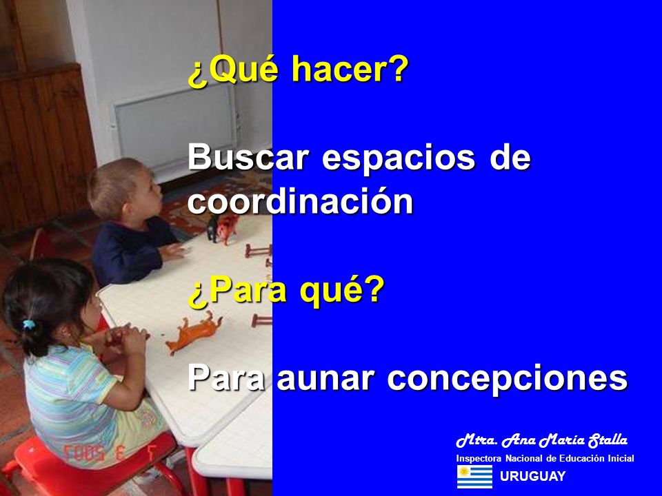 ¿Qué hacer Buscar espacios de coordinación ¿Para qué Para aunar concepciones