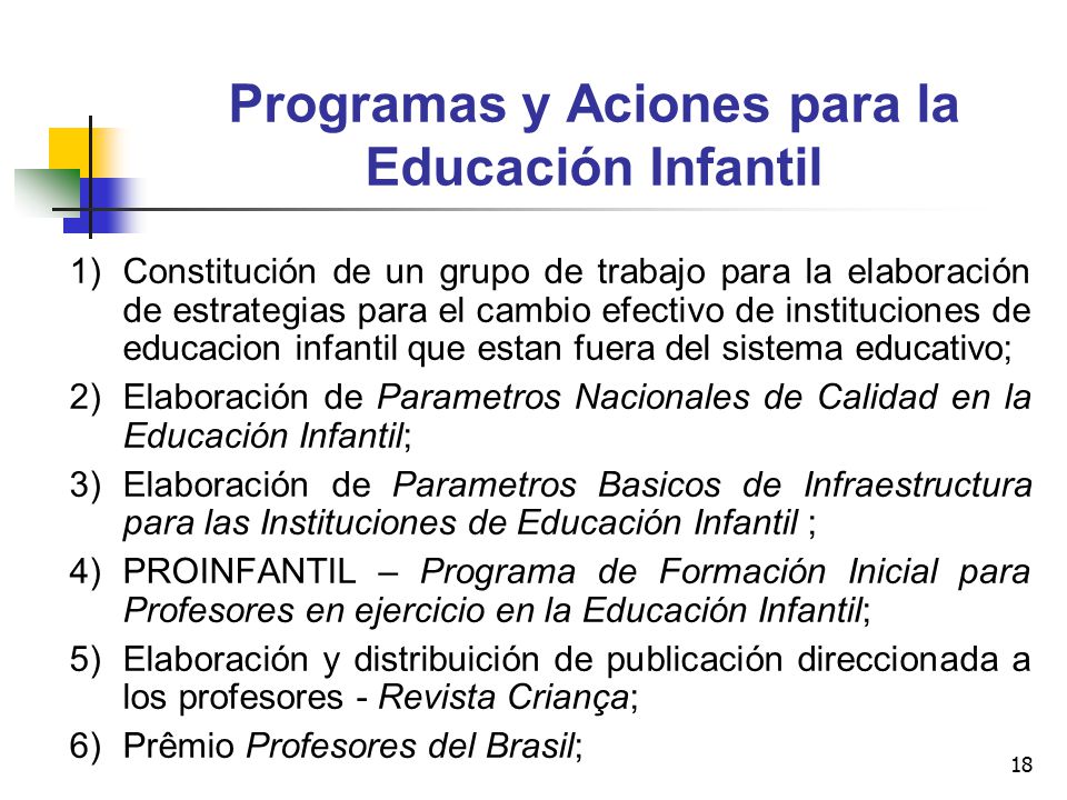 Programas y Aciones para la Educación Infantil