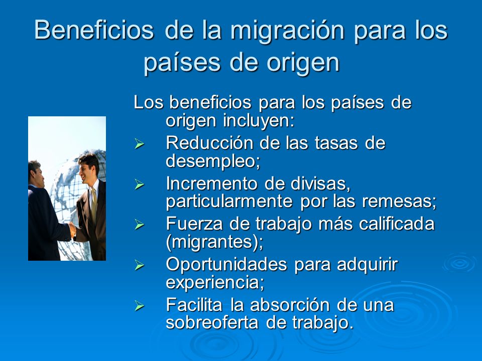 Beneficios de la migración para los países de origen